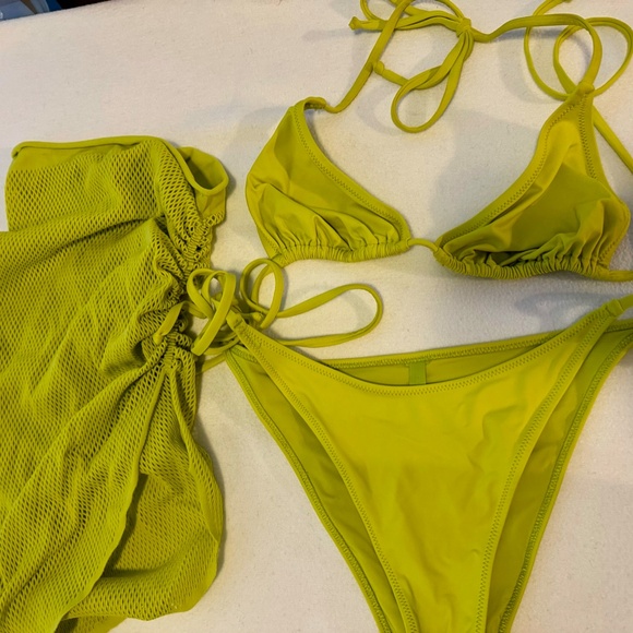 Skims Warp Knit Covered Ruched Sarong- Citrus green - Picture 2 of 3